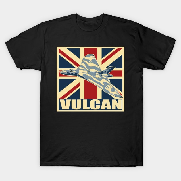 RAF Vulcan Bomber Aircraft War Plane Airplane Vintage UK Union Jack T-Shirt by BeesTeez